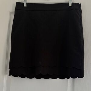 Elegant Black Scalloped Hem Skirt